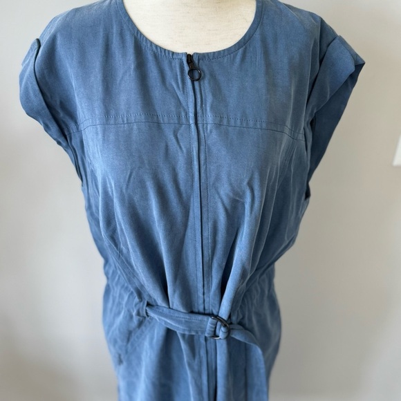 Akris Punto Mini Belted Elegant Blue Dress - Picture 5 of 10